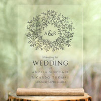 Leaf circle line art wedding dark grey and white