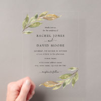 Leaf Clear Acrylic Wedding Invitation