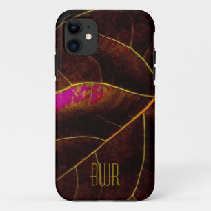 Leaf Closeup in Burgundy iPhone 11 Case