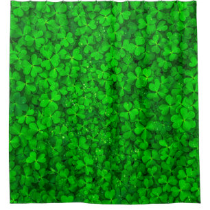 Leaf clover green shamrock spring shower curtain