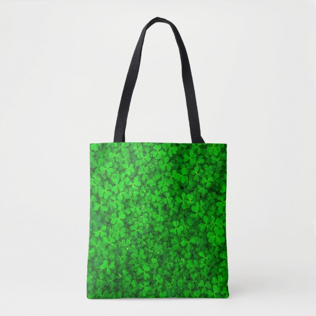 Leaf clover green shamrock spring tote bag (Front)