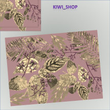 Leaf Collage with berries Dusky Pink