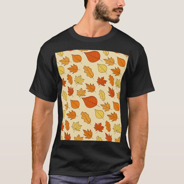 Leaf Concept: Autumn Symbol Pattern T-Shirt (Front)