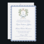 Leaf Crest Monogram | Scalloped Wedding Invitation<br><div class="desc">The elegant watercolor monogram crest gives this wedding invitation a beautiful and timeless look that any sophisticated bride will love. Personalise this invitation with your initials inside the crest on front and back. Colours include, light blue, green, golden yellow and tan. If you have any questions or need help customising...</div>