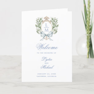 Leaf Crest Monogram Wedding Folded Program