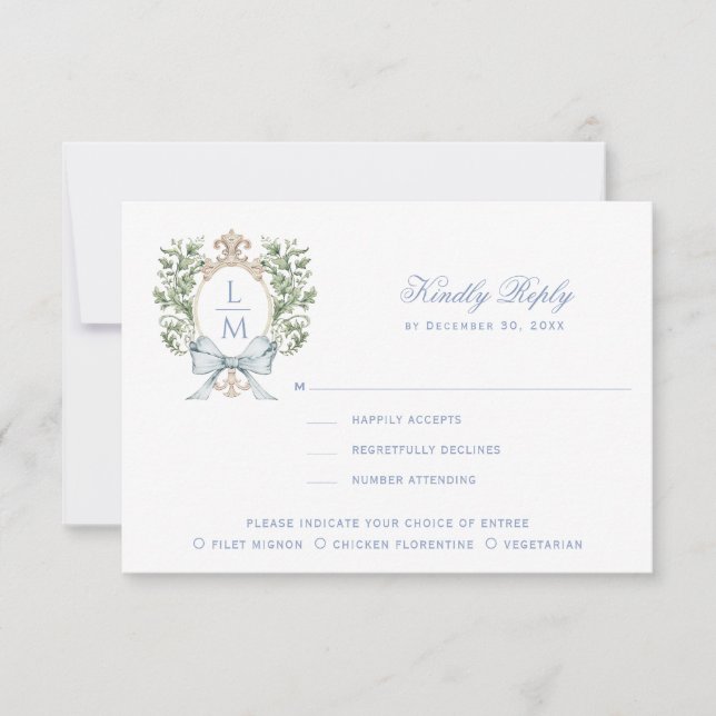 Leaf Crest w/ Bow  Thank You Card (Front)