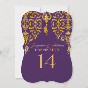Leaf Damask Art Nouveau Glitter Table Number