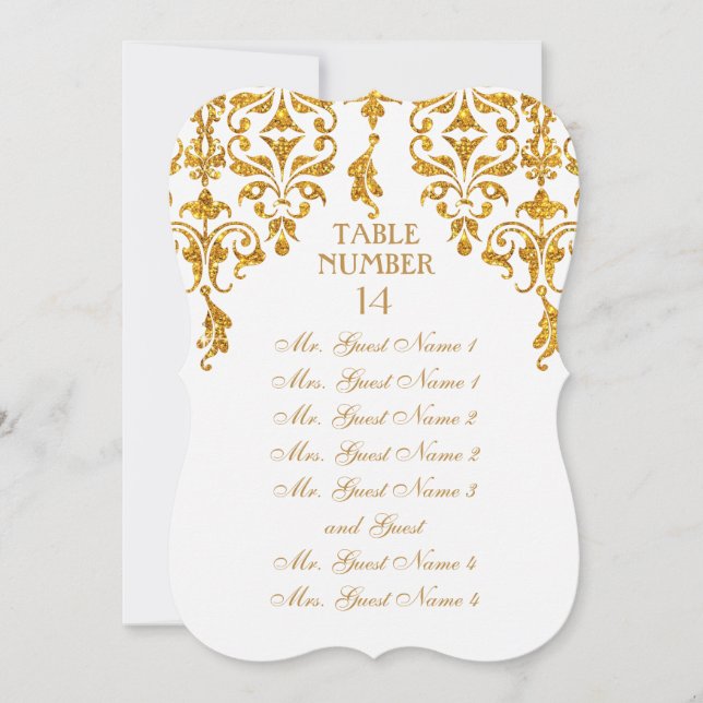Leaf Damask Art Nouveau Table Seating Chart Invitation (Front)