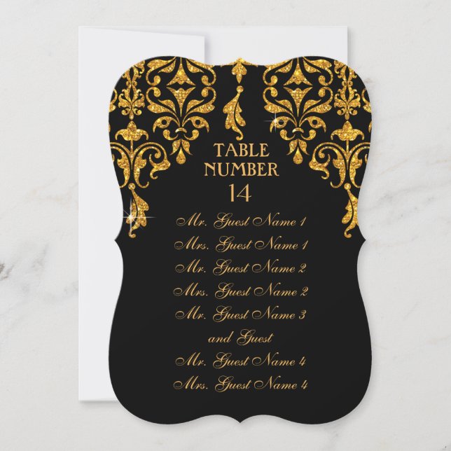 Leaf Damask Art Nouveau Table Seating Chart Invitation (Front)