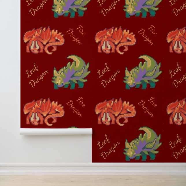 Leaf Dragon, fire dragon pixels art Wallpaper (Application)