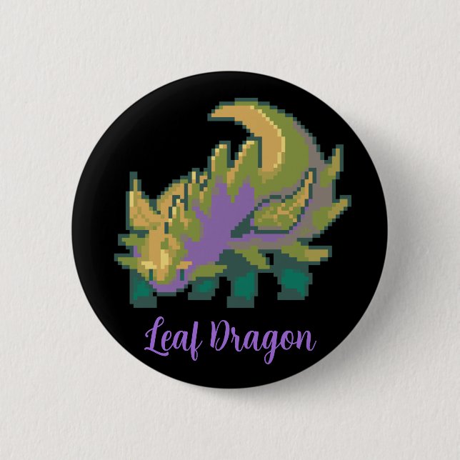Leaf Dragon pixel art 6 Cm Round Badge (Front)