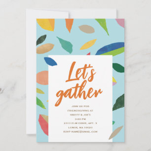 Leaf Drop Sky Blue Background Party Invitation