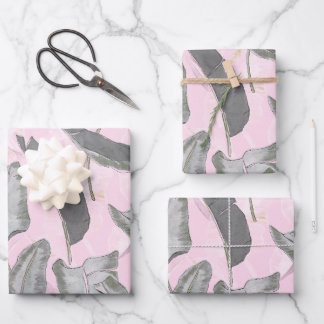 Leaf Echoes - Tropical Banana Leaf Pattern Green P Wrapping Paper Sheet