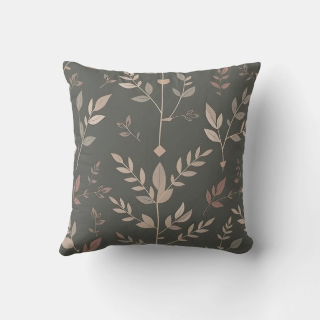 Leaf & Fern Design Dark Pastel Pattern Cushion (Back)