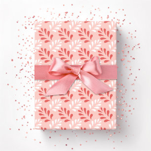 Leaf Flourish Trellis in Flamingo Wrapping Paper