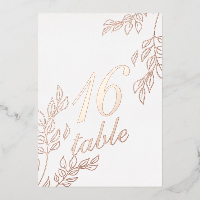 Leaf Foilage Gold Pressed  Foil Table Number (Front)