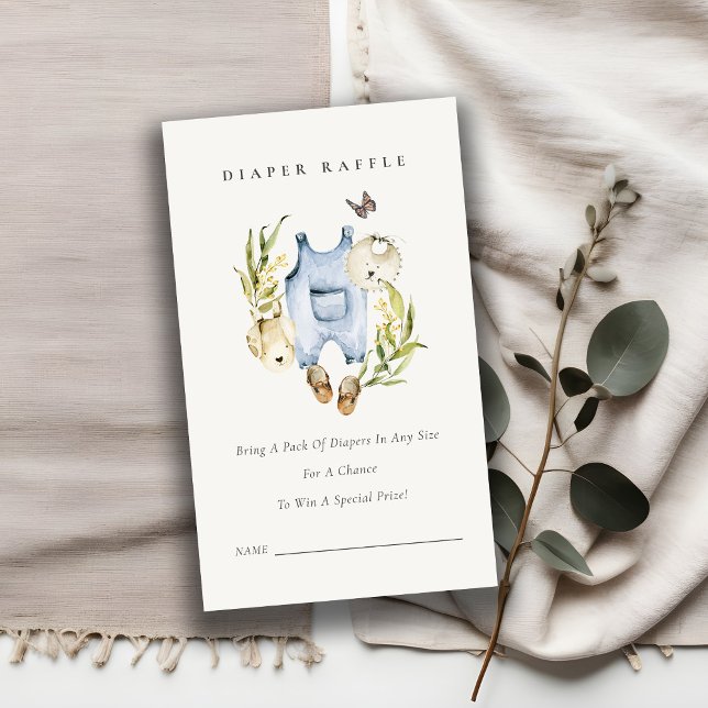 Leaf Foliage Boy Clothes Diaper Raffle Baby Shower Enclosure Card (Creator Uploaded)