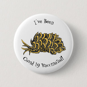Leaf gilled sea slug cartoon illustration 6 cm round badge