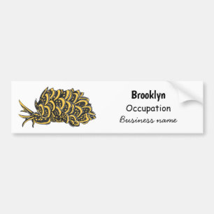 Leaf gilled sea slug cartoon illustration bumper sticker