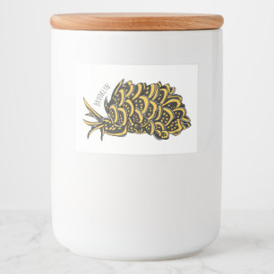 Leaf gilled sea slug cartoon illustration food label