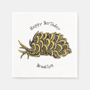 Leaf gilled sea slug cartoon illustration napkin