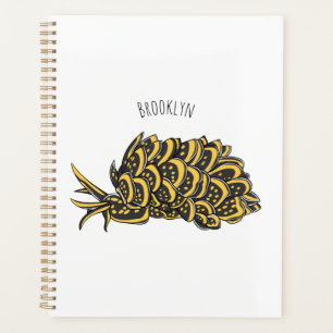 Leaf gilled sea slug cartoon illustration planner
