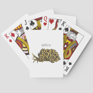 Leaf gilled sea slug cartoon illustration  playing cards