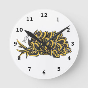 Leaf gilled sea slug cartoon illustration  round clock
