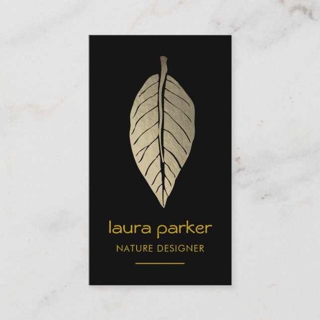Leaf Gold Nature Logo Yoga Meditation Eco Massage Business Card (Front)