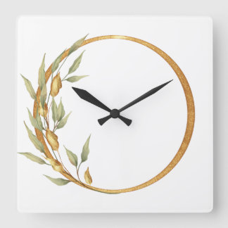 Leaf & Gold Ring Wall Clock