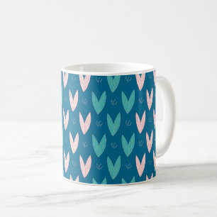 Leaf graphic pattern forming hearts coffee mug