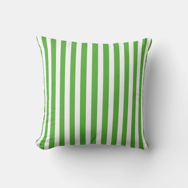 Leaf Green Autumnal Stripes Cushion (Front)