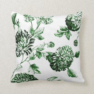 Leaf Green Botanical Floral Toile No.2 Cushion