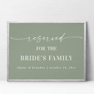 Leaf Green Reserved Bride's Family Wedding Sign