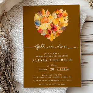 Leaf Heart Fall in Love  Bridal Shower Invitation