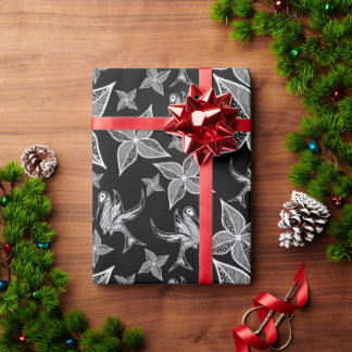 Leaf & Hummingbird Wrapping Paper (Black)