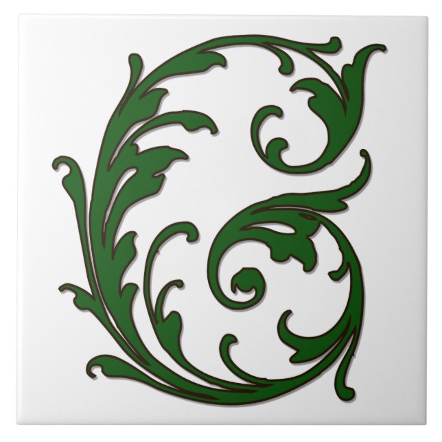 Leaf Letter G in Green Monogram Tile (Front)