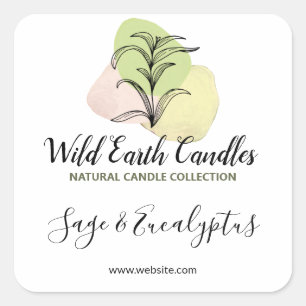 Leaf Logo White Candle Product Labels