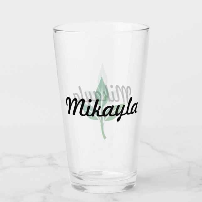 Leaf Logo with Name Glass (Front)