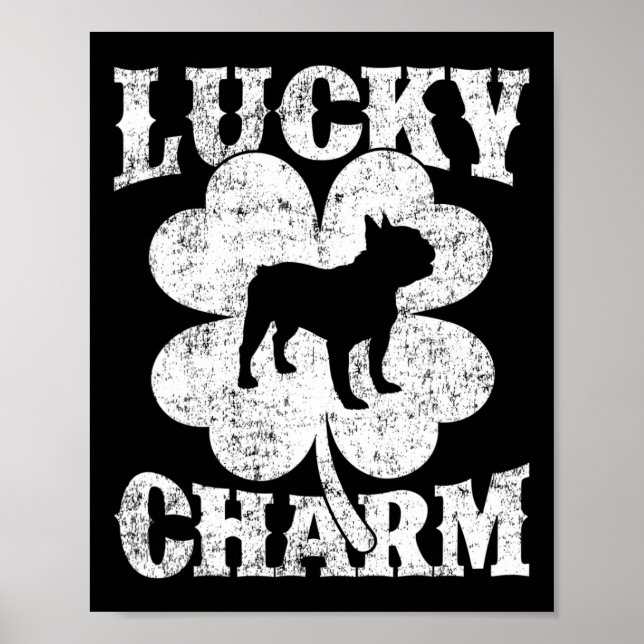 Leaf Lucky Charm French Bulldog St Patrick's Day  Poster (Front)