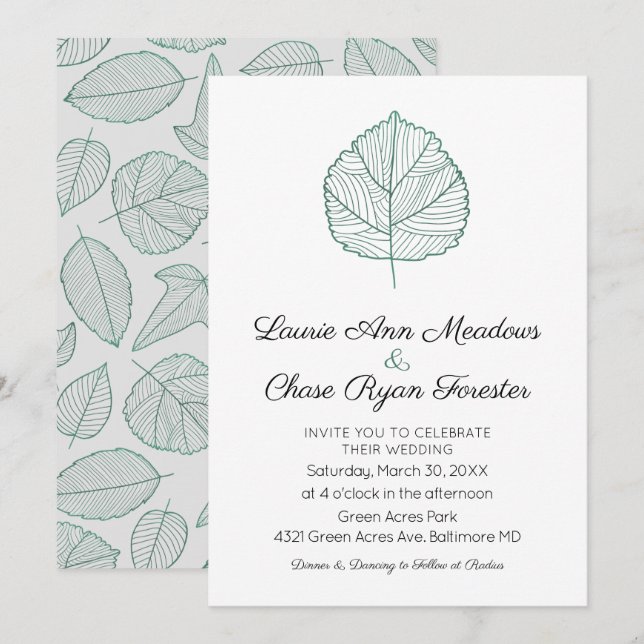Leaf Minimal Fall Wedding Invitation (Front/Back)