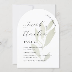 Leaf Modern Arch Engagement Party   Invitation