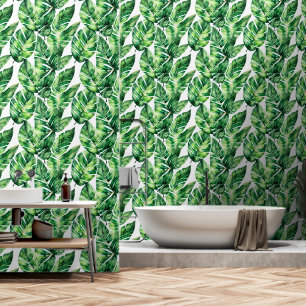 Leaf monstera evergreen pattern jungle foliage spa wallpaper