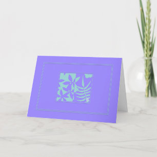 Leaf Motif Teal on Purple Horizontal Greeting Card