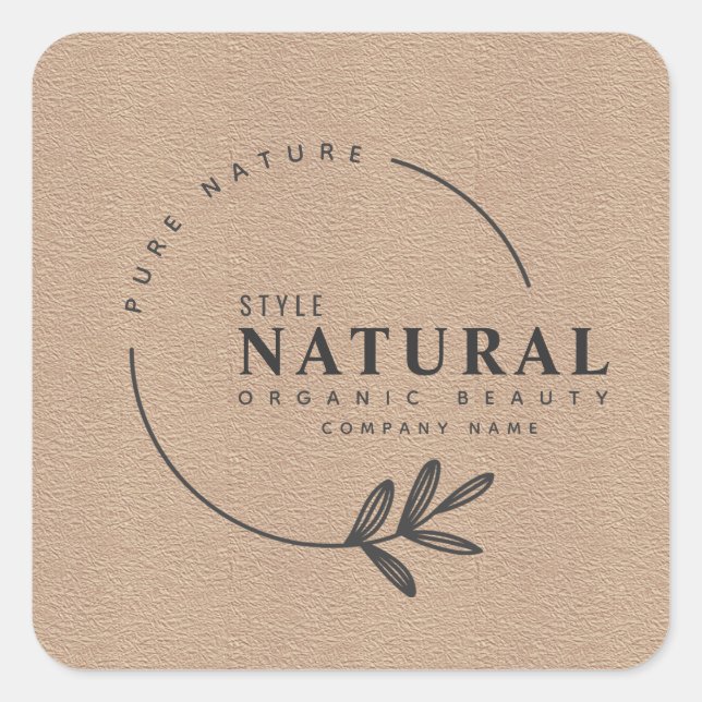 Leaf organic beauty and cosmetics  square sticker (Front)