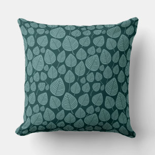 Leaf Pattern 02 - Ocean Green on Dk Moss Green Cushion