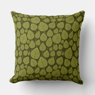 Leaf Pattern 02 - Olive on Dark Olive Cushion