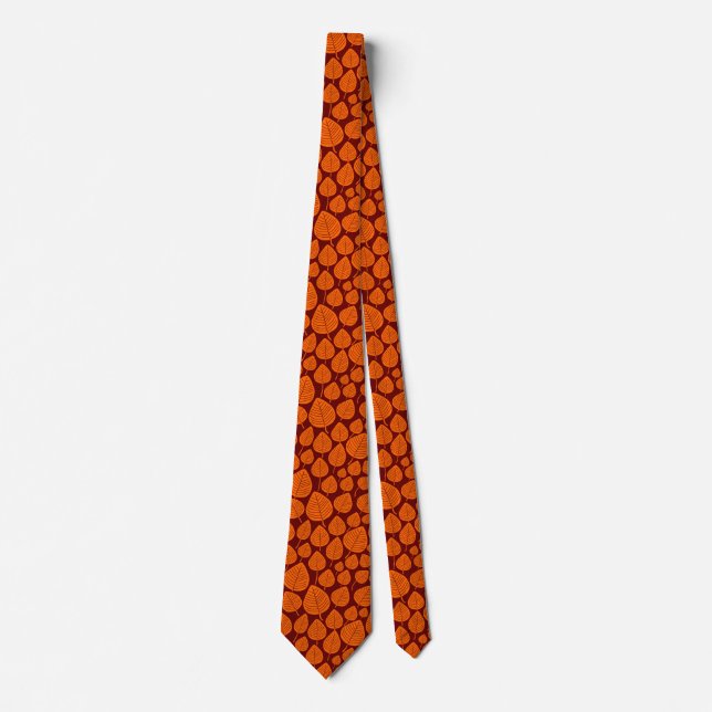 Leaf Pattern 02 - Orange on Maroon Tie (Front)