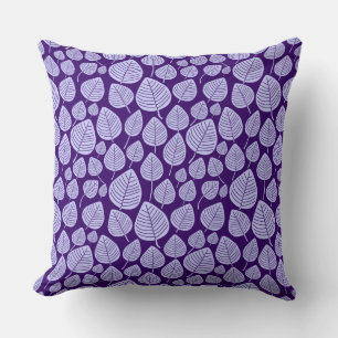 Leaf Pattern 02 - Powder Blue on Deep Purple Cushion