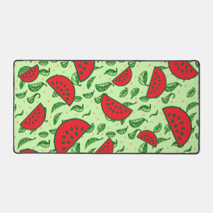 Leaf pattern and Watermelons Desk Mat